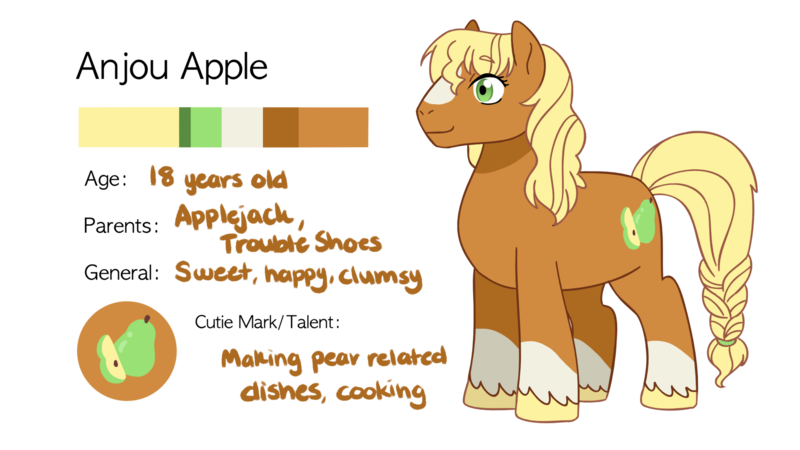 Size: 1920x1080 | Tagged: safe, artist:kianamai, derpibooru import, oc, oc:anjou apple, oc:honey crisp, unofficial characters only, earth pony, pony, kilalaverse ii, blaze (coat marking), braided tail, cutie mark, female, mare, next generation, offspring, parent:applejack, parent:troubleshoes clyde, parents:troublejack, simple background, socks (coat marking), solo, transparent background