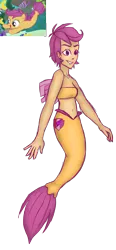 Size: 1920x4129 | Tagged: artist:snowytime, derpibooru import, mermaid, mermaidized, safe, scootaloo, seaponified, seapony (g4), seapony scootaloo, simple background, solo, species swap, surf and/or turf, transparent background