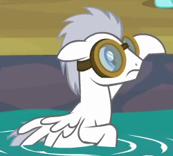 Size: 250x225 | Tagged: safe, derpibooru import, screencap, great scott (character), pegasus, pony, hurricane fluttershy, background pony, cropped, goggles, male, recolor, solo focus, stallion, water