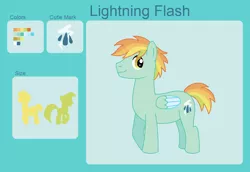 Size: 1084x746 | Tagged: safe, artist:srbarker, derpibooru import, oc, oc:lightning flash, unofficial characters only, pegasus, pony, male, offspring, parent:rainbow dash, parent:soarin', parents:soarindash, reference sheet, solo, stallion