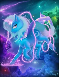 Size: 1700x2200 | Tagged: safe, artist:the1xeno1, derpibooru import, trixie, pony, unicorn, cape, clothes, female, mare, solo, trixie's cape