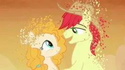 Size: 640x360 | Tagged: safe, derpibooru import, edit, edited screencap, screencap, bright mac, pear butter, earth pony, pony, the perfect pear, applejack's parents, avengers: infinity war, brightbutter, disintegration, feels, female, hat, i don't feel so good, imminent death, implied death, infinity war, male, meme, right in the feels, shipping, spoilers for another series, straight, the feels