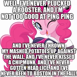 Size: 977x983 | Tagged: safe, derpibooru import, pinkie pie, pony, caption, female, image macro, mare, meme, pirate, pirate pinkie pie, simple background, solo, text, the pirates who don't do anything, veggietales, white background