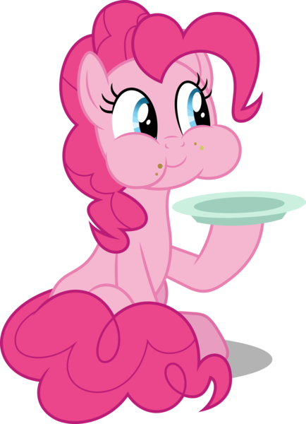 Size: 3619x5000 | Tagged: safe, artist:dashiesparkle, derpibooru import, pinkie pie, earth pony, pony, daring done?, .svg available, absurd resolution, dish, eating, female, hoof hold, mare, puffy cheeks, show trace, simple background, sitting, solo, transparent background, vector