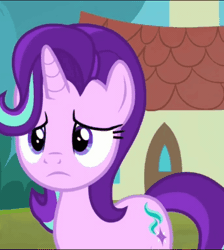 Size: 482x538 | Tagged: safe, derpibooru import, screencap, starlight glimmer, pony, unicorn, the parent map, animated, cropped, female, floppy ears, gif, mare, nose in the air, reaction image, sire's hollow, solo, sudden realization, volumetric mouth