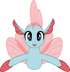 Size: 2400x2440 | Tagged: artist:andrevus, changedling, changeling, cute, cuteling, derpibooru import, diaocelles, disguise, disguised changeling, it's coming right at us, looking at you, non-compete clause, ocellus, open mouth, safe, seaponified, seapony (g4), seapony ocellus, simple background, smiling, solo, species swap, transparent background