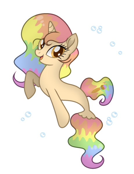 Size: 1024x1334 | Tagged: artist:mintoria, derpibooru import, multicolored hair, oc, oc:painter splash, rainbow hair, safe, seaponified, seapony (g4), simple background, solo, species swap, transparent background