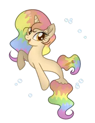 Size: 1024x1334 | Tagged: artist:mintoria, derpibooru import, multicolored hair, oc, oc:painter splash, rainbow hair, safe, seaponified, seapony (g4), simple background, solo, species swap, transparent background