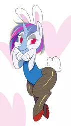 Size: 1840x3264 | Tagged: safe, artist:norithecat, derpibooru import, oc, oc:aqua jewel, unofficial characters only, pony, unicorn, bunny ears, bunny suit, clothes, commission, cuffs (clothes), leotard, solo, ych result