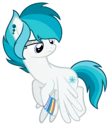 Size: 1124x1285 | Tagged: safe, artist:crystalponyart7669, derpibooru import, oc, oc:snowflake, pegasus, pony, female, mare, offspring, parent:rainbow dash, parent:soarin', parents:soarindash, simple background, solo, transparent background