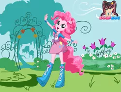 Size: 793x599 | Tagged: safe, artist:user15432, derpibooru import, pinkie pie, equestria girls, equestria girls (movie), boots, bracelet, clothes, dress up, dressup, hasbro, hasbro studios, jewelry, ponied up, pony ears, shoes, starsue, wondercolts