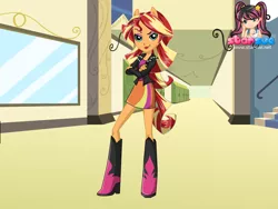 Size: 796x599 | Tagged: safe, artist:user15432, derpibooru import, sunset shimmer, equestria girls, equestria girls (movie), boots, clothes, dress up, dressup, hasbro, hasbro studios, jacket, ponied up, pony ears, shoes, starsue, wondercolts