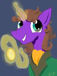 Size: 1536x2048 | Tagged: safe, artist:sixes&sevens, derpibooru import, doctor whooves, time turner, pony, unicorn, ascot, bust, doctor who, eighth doctor, glowing horn, horn, magic, male, paul mcgann, pocket watch, stallion, telekinesis