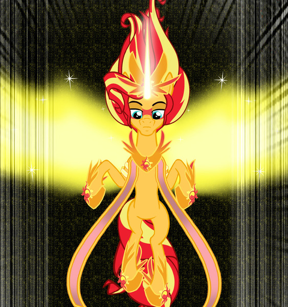 Size: 873x931 | Tagged: safe, artist:ponymaan, derpibooru import, sunset shimmer, ponified, pony, unicorn, comic:lyra-lyra's bizarre adventure, equestria girls, friendship games, artificial wings, augmented, daydream shimmer, equestria girls ponified, female, glowing horn, horn, jewelry, jojo's bizarre adventure, magic, magic wings, mare, regalia, shadow, solo, stand, wings