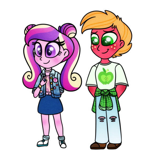 Size: 900x900 | Tagged: safe, artist:carouselunique, derpibooru import, big macintosh, princess cadance, equestria girls, 90's fashion, alternate costumes, alternate hairstyle, arm behind back, cadmac, clothes, crack shipping, cutie mark, cutie mark on clothes, dean cadance, female, infidelity, male, shipping, simple background, straight, teen princess cadance, teenage big macintosh, teenager, transparent background