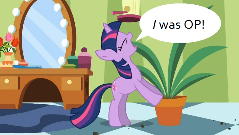 Size: 838x474 | Tagged: derpibooru import, edit, edited screencap, exploitable meme, green isn't your color, meme, op, ponyville secrets, potted plant, safe, screencap, secret pot meme, solo, speech bubble, twilight sparkle