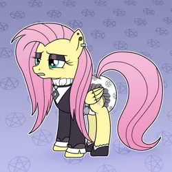 Size: 2000x2000 | Tagged: suggestive, artist:hodgepodgedl, derpibooru import, edit, editor:wumbl3, fluttershy, pegasus, pony, fake it 'til you make it, clothes, diaper, diaper fetish, eyeshadow, female, fetish, fluttergoth, goth, makeup, poofy diaper, shoes, solo, solo female