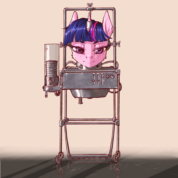 Size: 1000x1000 | Tagged: artist:madhotaru, crossover, derpibooru import, disembodied head, horn, horn ring, modular, professor dowell's head, ring, safe, solo, twilight sparkle