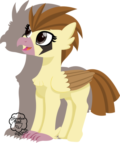 Size: 2150x2545 | Tagged: artist:spokenmind93, classical hippogriff, derpibooru import, female, filly, hippogriff, lineless, lineless art, markings, oc, pidgey, pokémon, safe, shadow, signature, simple background, solo, transparent background, unofficial characters only, vector