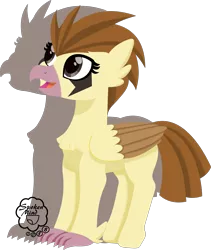 Size: 2150x2545 | Tagged: artist:spokenmind93, classical hippogriff, derpibooru import, female, filly, hippogriff, lineless, lineless art, markings, oc, pidgey, pokémon, safe, shadow, signature, simple background, solo, transparent background, unofficial characters only, vector