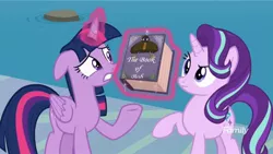 Size: 1620x912 | Tagged: alicorn, bob, book, derpibooru import, edit, edited screencap, safe, school daze, screencap, smg4, starlight glimmer, the book of bob, twilight sparkle, twilight sparkle (alicorn), water