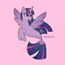 Size: 1024x1024 | Tagged: alicorn, artist:ofruittango, derpibooru import, female, looking at you, safe, seaponified, seapony (g4), seapony twilight, simple background, solo, species swap, twilight sparkle, twilight sparkle (alicorn)