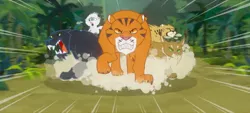 Size: 1440x649 | Tagged: ahuizotl's cats, animal, big cat, cat, cheetah, derpibooru import, dust cloud, kitten, lynx, mitsy, panther, read it and weep, running, safe, screencap, speed lines, tiger