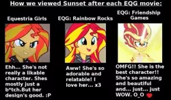 Size: 599x349 | Tagged: safe, derpibooru import, edit, edited screencap, screencap, sunset shimmer, equestria girls, equestria girls (movie), friendship games, rainbow rocks, comparison, cropped, daydream shimmer