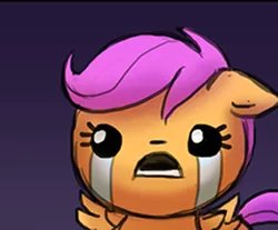 Size: 957x793 | Tagged: artist:lumineko, biblethump, cropped, crying, derpibooru import, edit, molt down, safe, scootaloo, scootaloo can't fly, the binding of isaac