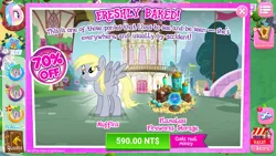 Size: 1280x720 | Tagged: safe, derpibooru import, official, aloe, derpy hooves, pegasus, pony, slice of life (episode), advertisement, female, flameless fireworks, gameloft, mare, taiwan, that one nameless background pony we all know and love