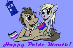 Size: 1200x800 | Tagged: safe, artist:sixes&sevens, derpibooru import, derpy hooves, doctor whooves, time turner, earth pony, pegasus, pony, asexual, asexual pride flag, asexuality, bisexual, bisexual pride flag, bisexuality, doctor who, female, flag, mare, necktie, nonbinary, nonbinary pride flag, pride, pride flag, pride month, tardis, tenth doctor