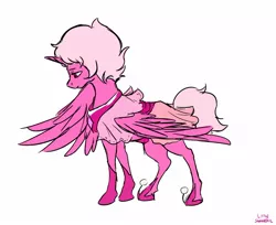 Size: 1280x1047 | Tagged: safe, artist:littlesnaketail, derpibooru import, ponified, alicorn, pony, clothes, female, mare, pink diamond, pink diamond (steven universe), simple background, solo, spoilers for another series, steven universe, white background