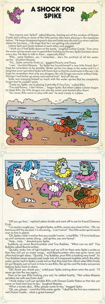 Size: 700x2026 | Tagged: a shock for spike, asphyxiation, beachcomber (g1), comic:my little pony (g1), derpibooru import, distress, drago the sea dragon, drowning, female, foam, g1, gusty, lickety-split, lobbie lobster, majesty, male, official, peachy, posey, protecting, rescue, rilla the water sprite, rillpike, safe, shipping, spike (g1), spilla, story, straight, tiny bubbles