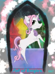 Size: 768x1024 | Tagged: safe, artist:sixes&sevens, derpibooru import, sweetie belle, pony, unicorn, fanfic, crystal, crystal empire, dark sky, fanfic art, fanfic cover, female, scared