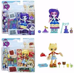 Size: 473x472 | Tagged: safe, derpibooru import, official, applejack, rarity, equestria girls, equestria girls series, rollercoaster of friendship, amusement park, caramel apple (food), carousel, carousel dress, doll, equestria girls logo, equestria girls minis, food, me my selfie and i, merchandise, pizza, toy