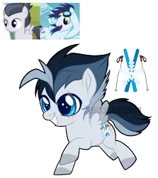 Size: 2273x2553 | Tagged: safe, artist:squeakshimi, derpibooru import, rumble, soarin', oc, pegasus, pony, colt, high res, magical gay spawn, male, offspring, parent:rumble, parent:soarin', parents:rumblin', simple background, transparent background