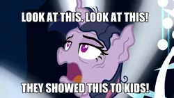 Size: 1920x1080 | Tagged: safe, derpibooru import, edit, edited screencap, screencap, mean twilight sparkle, alicorn, pony, the mean 6, are you afraid of the dark?, caption, clone, dying, female, image macro, imminent death, jontron, mare, melting, meme, open mouth, solo, text, you know for kids, you ruined everything