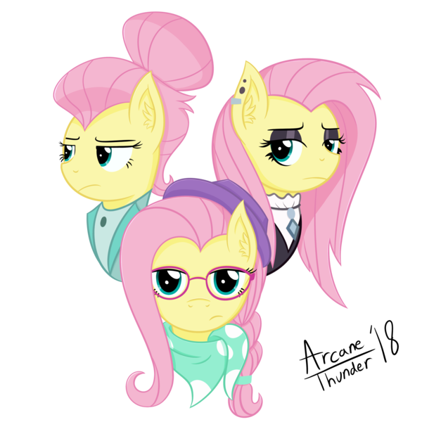 Size: 4000x4000 | Tagged: safe, artist:arcane-thunder, derpibooru import, fluttershy, pony, fake it 'til you make it, absurd resolution, alternate hairstyle, digital art, female, fluttergoth, goth, hipster, hipstershy, mare, severeshy, signature, simple background, transparent background, valley girl