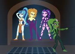 Size: 1280x926 | Tagged: suggestive, artist:astraldog, derpibooru import, adagio dazzle, aria blaze, sonata dusk, alien, twi'lek, equestria girls, alternate hairstyle, arm behind head, backup dancers, breasts, chains, clothes, collar, dance floor, dancer, ear piercing, earring, eyeshadow, fishnets, grate, greeata jendowanian, headpiece, imminent death, imminent vore, jabba's palace, jewelry, leash, lyn me, makeup, max rebo band, microphone, netting, nipples, nudity, oola, partial nudity, piercing, return of the jedi, rystáll sant, see-through, skimpy outfit, slave, slave outfit, star wars, struggling, the dazzlings