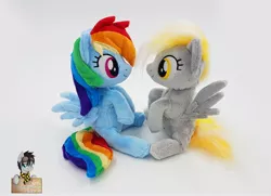 Size: 2092x1516 | Tagged: safe, artist:epicrainbowcrafts, derpibooru import, derpy hooves, rainbow dash, pony, beanie (plushie), irl, photo, plushie, sitting