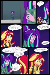 Size: 1280x1920 | Tagged: safe, artist:jake heritagu, artist:little-tweenframes, derpibooru import, aria blaze, sunset shimmer, comic:aria's archives, comic:the break up, series:sciset diary, equestria girls, breakup, clothes, comic, female, flashback, implied lesbian, implied sci-twi, implied scitwishimmer, implied shipping, lesbian, shipping, sunblaze