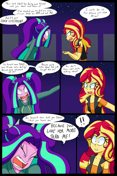 Size: 1280x1920 | Tagged: safe, artist:jake heritagu, artist:little-tweenframes, derpibooru import, aria blaze, sunset shimmer, comic:aria's archives, comic:the break up, series:sciset diary, equestria girls, breakup, clothes, comic, female, flashback, implied lesbian, implied sci-twi, implied scitwishimmer, implied shipping, lesbian, shipping, sunblaze