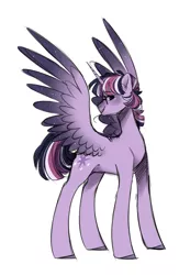 Size: 1109x1697 | Tagged: safe, artist:s1nb0y, derpibooru import, twilight sparkle, twilight sparkle (alicorn), alicorn, pony, glasses, simple background, solo, spread wings, white background, wings