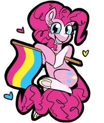 Size: 840x997 | Tagged: safe, artist:sallindaemon, derpibooru import, pinkie pie, earth pony, pony, alternate design, blaze (coat marking), colored hooves, female, headcanon, lgbt, lgbt headcanon, lgbtq, looking at you, mare, pansexual pride flag, pride, pride flag, pride month, pride ponies, sexuality headcanon, simple background, smiling, solo, transparent background, underhoof