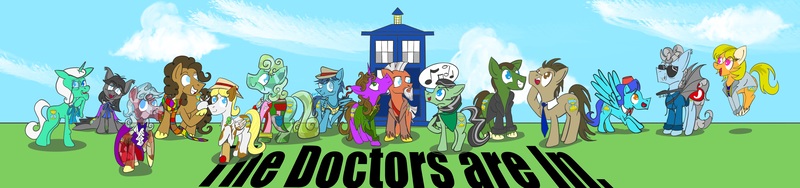 Size: 6381x1500 | Tagged: safe, artist:sixes&sevens, derpibooru import, doctor whooves, time turner, bat pony, crystal pony, bowtie, christopher eccleston, clothes, cloud, colin baker, cricket ball, cricket bat, david tennant, doctor who, eighth doctor, eleventh doctor, fez, fifth doctor, first doctor, fourth doctor, fourth doctor's scarf, guitar, hat, jodie whittaker, john hurt, jon pertwee, matt smith, musical instrument, necktie, ninth doctor, patrick troughton, paul mcgann, peter capaldi, peter davison, richard e grant, scarf, scream of the shalka, second doctor, seventh doctor, shalka doctor, singing, sixth doctor, sylvester mccoy, tardis, tenth doctor, third doctor, thirteenth doctor, tom baker, twelfth doctor, war doctor, william hartnell