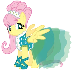 Size: 3650x3458 | Tagged: safe, artist:mihaaaa, derpibooru import, fluttershy, pony, green isn't your color, clothes, cute, dress, female, looking at you, modelshy, shyabetes, simple background, solo, transparent background, vector