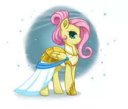 Size: 1200x1024 | Tagged: safe, artist:alpaca-pharaoh, derpibooru import, fluttershy, pegasus, pony, fake it 'til you make it, clothes, dress, female, mare, solo, warrior of inner strength, warriorshy