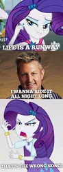 Size: 354x960 | Tagged: safe, derpibooru import, rarity, human, equestria girls, life is a runway, cars (pixar), gary levox, geode of shielding, irl, irl human, life is a highway, magical geodes, photo, rascal flatts, song reference
