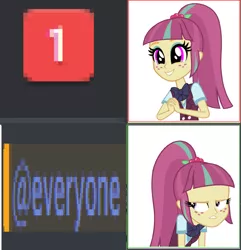 Size: 960x996 | Tagged: safe, derpibooru import, edit, sour sweet, equestria girls, @everyone, annoyed, discord (program), exploitable meme, female, happy, meme, notification, solo