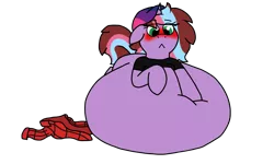 Size: 2080x1248 | Tagged: suggestive, artist:ashleigharts, artist:chromchill12, derpibooru import, oc, oc:ashleigh, unofficial characters only, pony, :<, belly, belly bed, big belly, blushing, clothes, fat, female, huge belly, impossibly large belly, morbidly obese, obese, shirt, simple background, solo, solo female, squishy, transparent background